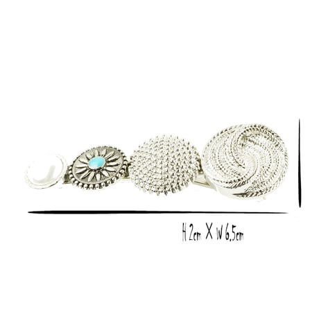 シルバー コンチョ ターコイズ パール ビジュー アンティーク ビンテージ ヘアクリップ ダッカール くちばしクリップ 簡単ヘアアレンジ レディース ヘアアクセサリー：HD180401