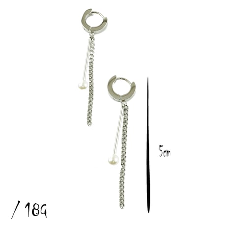 両耳用（2点セット）フープ チェーン バー  18G サージカルステンレスピアス Surgical Steel 316L メンズ レディース ユニセックス アクセサリー：HPS170802