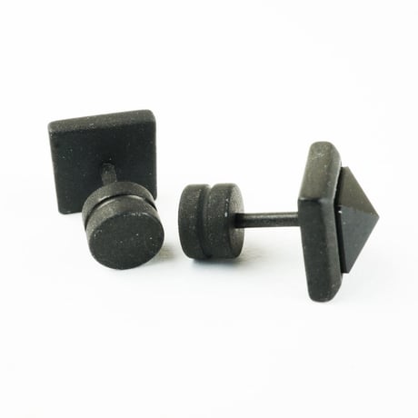両耳用（2個セット） ピラミッド スクエア  バーベル ピアス メンズ レディース ステンレス Surgical Steel316L ターコイズ ブラック ホワイト アクセサリー：MP160205