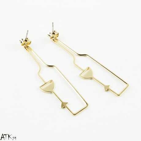 ワインボトル シャンパングラス おもしろピアス スタッドピアス ユニーク 個性的 メンズ レディース ユニセックス アクセサリー：PKL170902