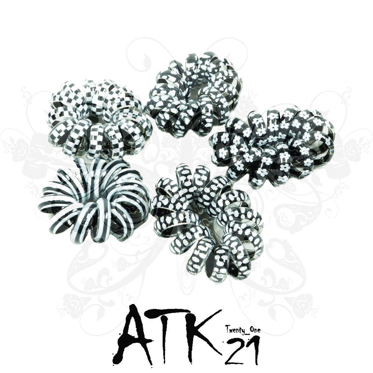 5点セット)スプリングゴム ヘアゴム モノトーン シンプル