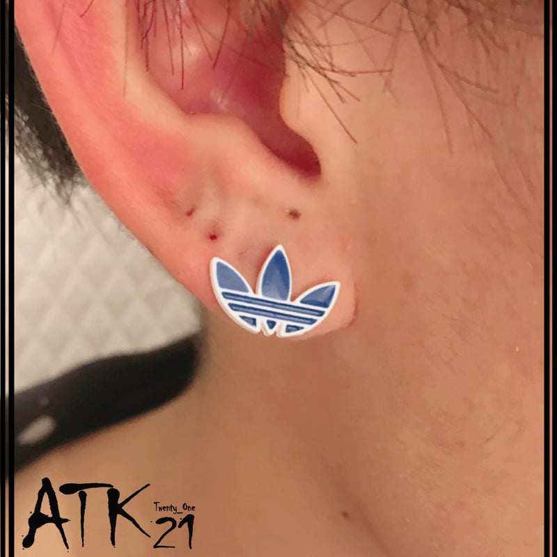 2点セット）リーフモチーフ adidas アディダス スタッド ピアス メンズ