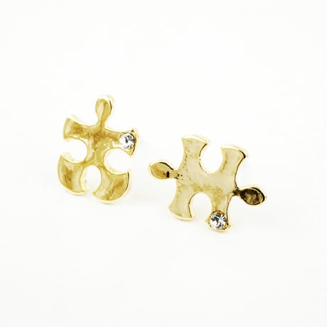 パズルピース モチーフ ピアス アシンメトリーピアス スタッドピアス Silverpost925 シルバー ゴールド メンズ レディース ユニセックス アクセサリー：PS160601