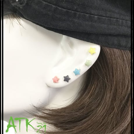 (7点セット）星 スター パステルカラー スタッド ピアス かわいい ピアス メンズ レディース ユニセックス アクセサリー：PSS171103