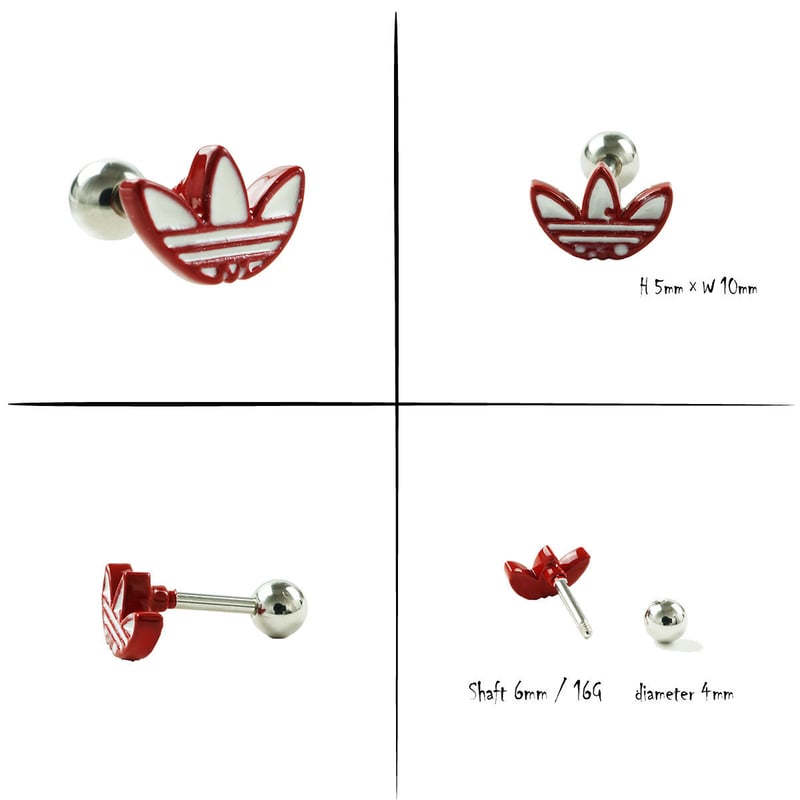 片耳用（1個売り）adidas アディダス モチーフボディピアス ステンレス