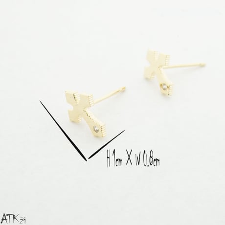 (7個セット）クロスモチーフ 十字架 一粒ストーン シルバー ゴールド セットピアス  スタッドピアス レディース アクセサリー：PSS170808