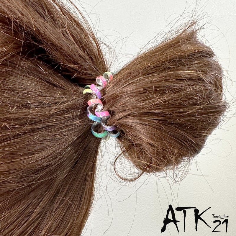 3点セット)カラフル スプリングゴム ヘアゴム 蛍光カラー シンプル