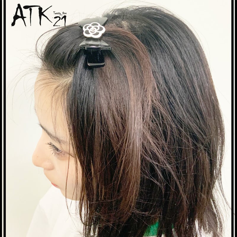 カメリア リボン ヘアクリップ ダッカール 髪留め しっかりホールド