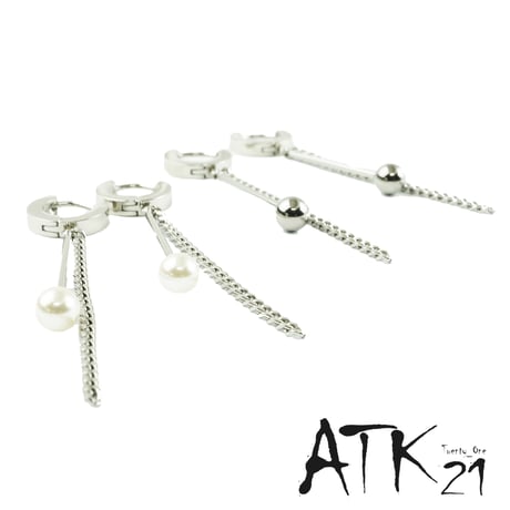 両耳用（2点セット）フープ チェーン バー  18G サージカルステンレスピアス Surgical Steel 316L メンズ レディース ユニセックス アクセサリー：HPS170802