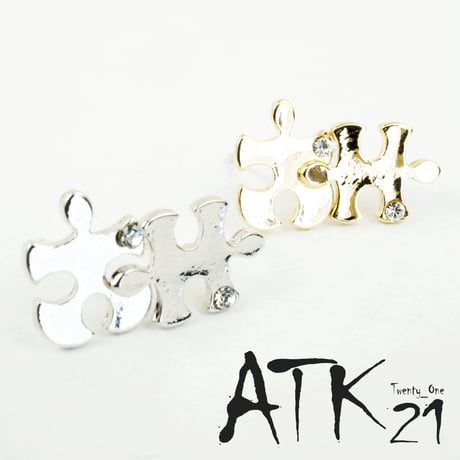 パズルピース モチーフ ピアス アシンメトリーピアス スタッドピアス Silverpost925 シルバー ゴールド メンズ レディース ユニセックス アクセサリー：PS160601