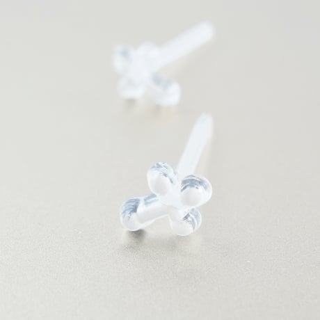 (6点セット）クロスモチーフ 十字架 シークレットピアス 透明ピアス 18G ゴムキャッチ アクリル メンズ レディース ユニセックス アクセサリー：SP190103
