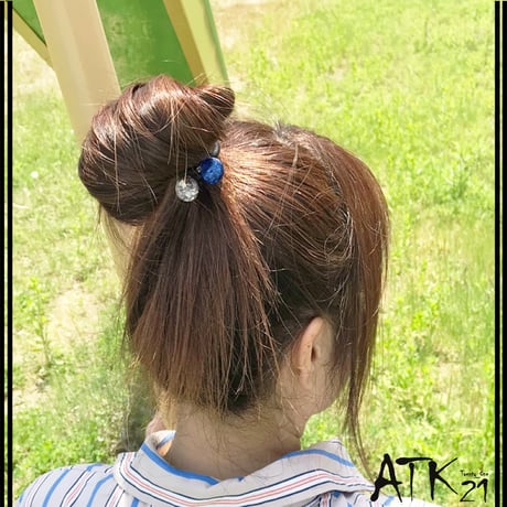 ラメ入り クリアボールビーズ ヘアゴム  大人可愛い ブレスレット シンプル ヘアポニー 髪留め 簡単ヘアアレンジ メンズ レディース ユニセックス ヘアアクセサリー：HG190302
