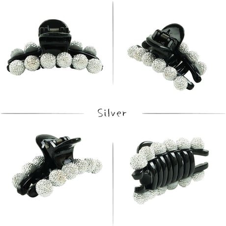 パヴェ 大人アクセ シンプル ミディアム 上品 キレイ目 バンスクリップ へアクリップ しっかりホールド 簡単ヘアアレンジ 髪留め 大人アクセ レディース ヘアアクセサリー