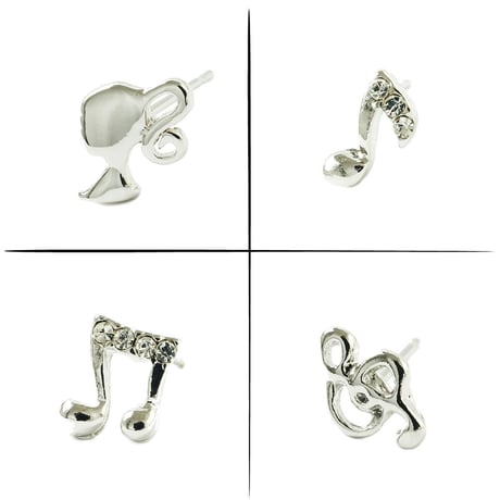(4点セット）It's a Girl Barbie Music symbol バービー 人形 ドール 音楽 音符 トーン記号 ピアス スタッドピアス レディース アクセサリー：PSS180901