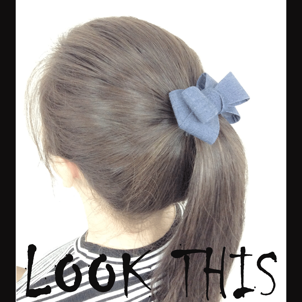 デニム ガーリー リボン ヘアゴム ヘアポニー ヘアアレンジ ヘア