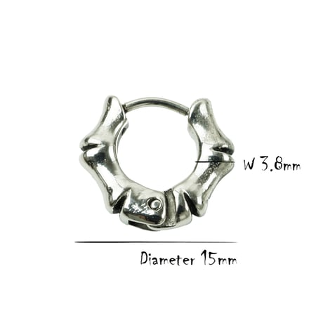 片耳用（1個売り）アンティーク加工 ボーン フープピアス フープ ステンレス 16G メンズ レディース ユニセックス アクセサリー：MPS190971
