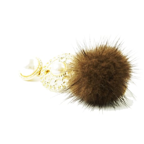 ファー アンティーク ゴールド 透かし サークル パール  かわいい 髪留め 前髪 ダッカール ヘアクリップ 簡単ヘアアレンジ レディース ヘアアクセサリー：HD180901