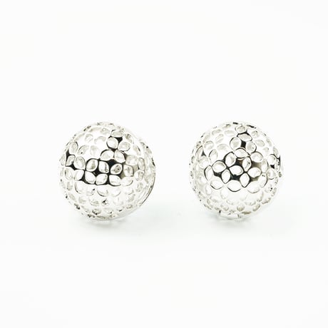 両耳用（2個セット）透かし  ボール フープピアス 18G シルバー ブラック シンプル 上品  レディース アクセサリー:HPB170503
