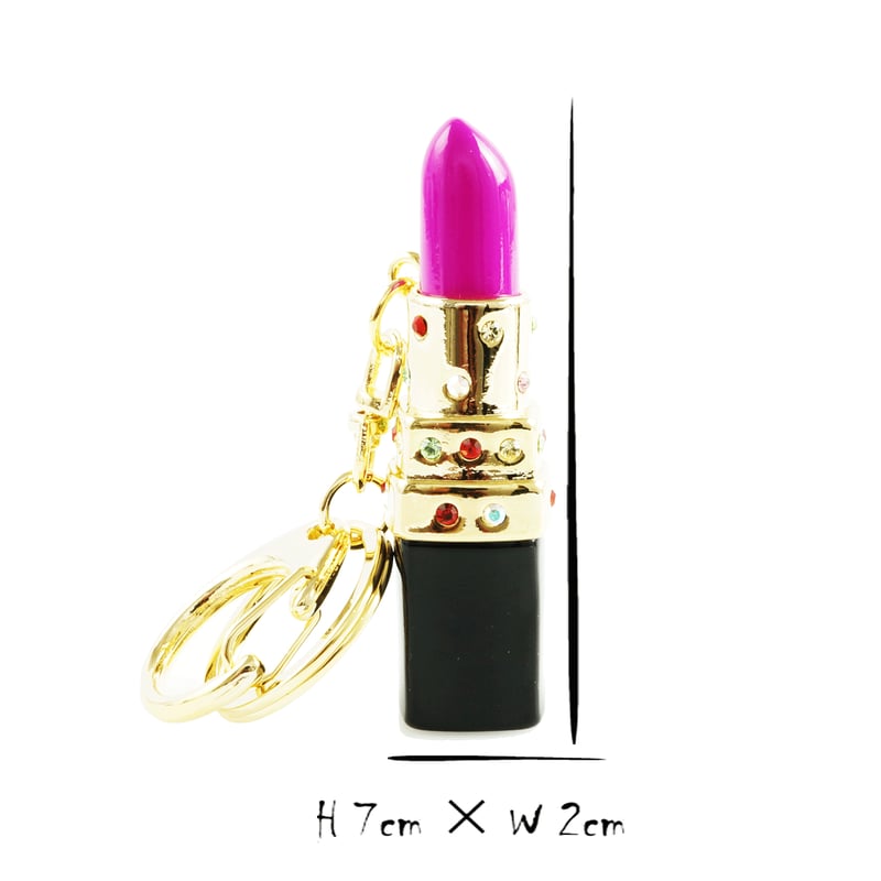 ルージュモチーフ キーリング リップ 口紅 チャーム ラインストーン