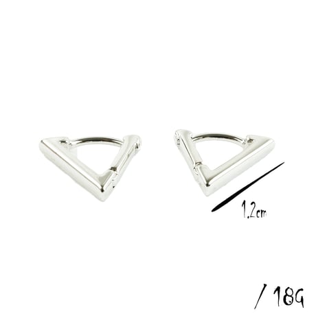 両耳用（2点セット）シンプル トライアングル 三角形 フープピアス リングピアス ブラック シルバー 18G  メンズ レディース ユニセックス アクセサリー：PHB180703 L
