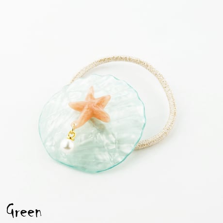 シェル 貝殻 スターフィッシュ シースター パール ヘアゴム ヘアポニー レディース ヘアアクセサリー：HG170301