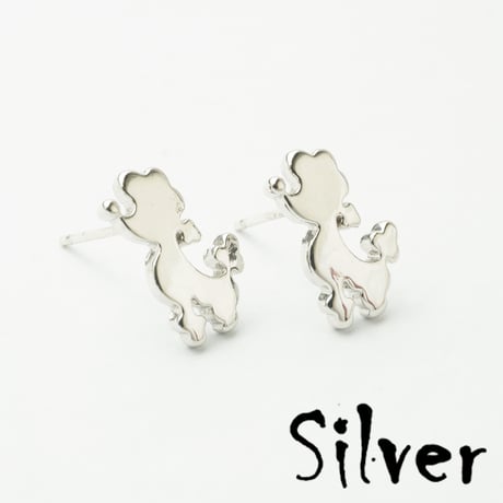 両耳用（2個セット）トイプードル プードルモチーフ スタッド ピアス Silverpost925 シルバー ゴールド メンズ レディース ユニセックス アクセサリー：PSS170601