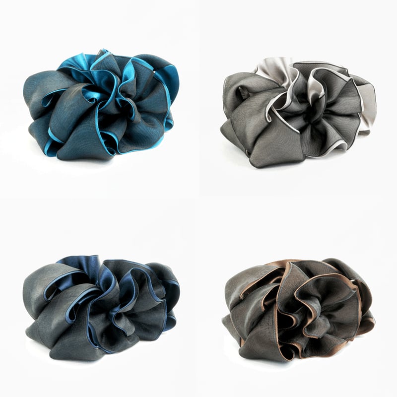 ボリューム リボン シフォン バナナクリップ レディース ヘアクリップ