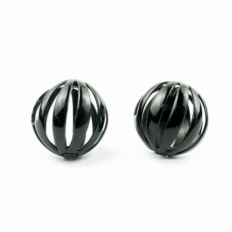 両耳用（2個セット）透かし ストライプ ボール フープピアス 18G シルバー ブラック シンプル 上品 リッチ レディース アクセサリー:HPB170502