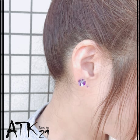 (2点セット）ラメ入り クリア ドーム ピアス スタッド キラキラ 涼しげ 大人可愛い カジュアル フェミニン レディース アクセサリー：PS190402