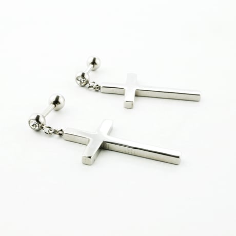 両耳用（2個セット）クロス 十字架 一粒ストーン 16G サージカルステンレスピアス  軟骨 ボディピアス メンズ レディース ユニセックス アクセサリー：MPS170209