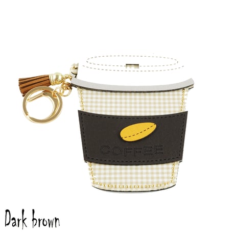 COFFEE コーヒー カップスリーブ スエード パスケース  カードケース カードホルダー ICカード キーホルダー 小物 雑貨 アクセサリー：PC181201