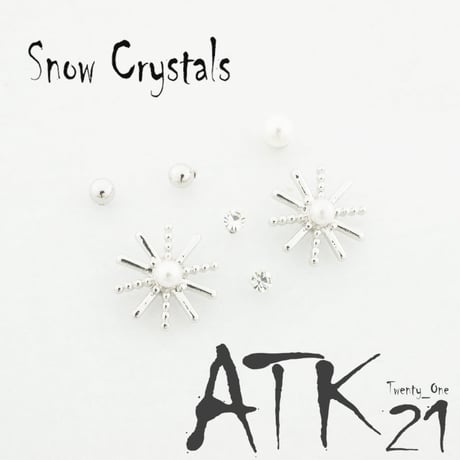 (7個セット）雪の結晶 パール 一粒ストーン シルバー ゴールド セットピアス  スタッドピアス レディース アクセサリー：PSS170806