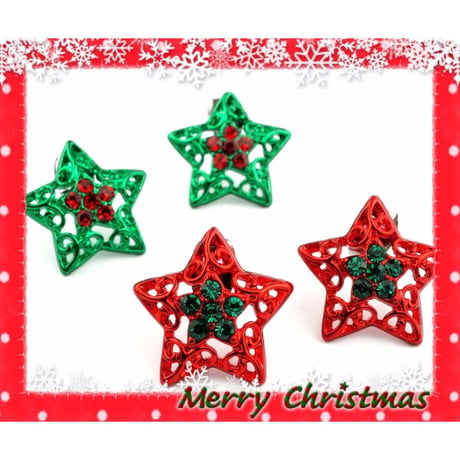 ビジュー カラー スター ピアス クリスマス *:..｡O○☆ ゴールド レディース かわいい アクセサリー：PKS151011