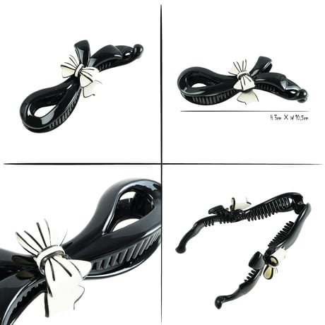 リボン 上品 シンプル バナナクリップ おしゃれ 大人アクセ 髪留め しっかり留まる レディース 簡単ヘアアレンジ ヘアアクセサリー：BNN181205