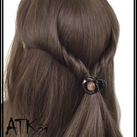 オープンサークル ミニバンスクリップ プチヘアクリップ 大人アクセ ダークカラー 上品 簡単ヘアアレンジ レディース ヘアアクセサリー：HBS180602