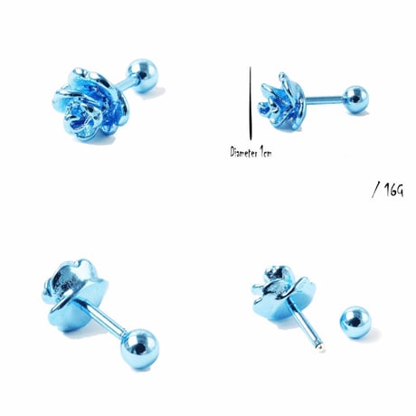 片耳用（1個売り）ローズ 薔薇 ボディピアス ステンレス サージカルステンレス316L メンズ レディース ユニセックス アクセサリー：MPS181001