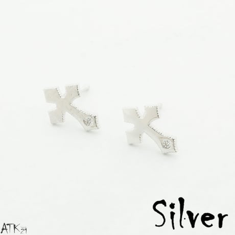 (7個セット）クロスモチーフ 十字架 一粒ストーン シルバー ゴールド セットピアス  スタッドピアス レディース アクセサリー：PSS170808