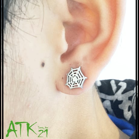両耳用（2点セット）蜘蛛 蜘蛛の巣 16G ステンレスピアス Surgical Steel 316L 軟骨 ボディピアス メンズ レディース ユニセックス アクセサリー：MPS180104
