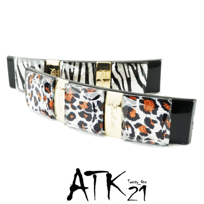 ゼブラ レオパード バレッタ 辛口テイスト 大人アクセ ヘアクリップ 髪