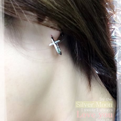 両耳用（2個セット） クロスモチーフ 十字架  シンプル ミニフープピアス ミニリングピアス シルバー ブラスピアス メンズ レディース アクセサリー