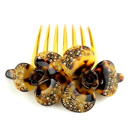 フラワー アセテート コーム  簪 かんざし 浴衣 着物 べっ甲 髪留め ヘアアレンジ ヘアアクセサリー  レディース：HKM130701