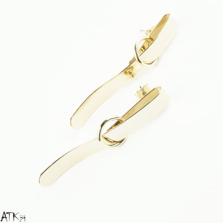 スクエア ロングバー オープンサークル 大人ピアス ゴールド スタッドピアス レディース アクセサリー：PSL171202