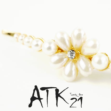 フラワーモチーフ ライン パール ヘアピン ピン留め 大人可愛い レディース ヘアアクセサリー：HA160802