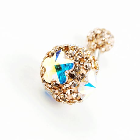 へそピアス 16G パヴェ バナナバーベル ネイブル ボディピアス スワロフスキー サージカルステンレス316L アクセサリー：NP170401