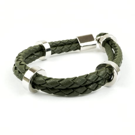 ２連 ２ライン ３リング レザーブレスレット メンズブレスレット メンズアクセサリー ユニセックス アクセサリー：MB140203