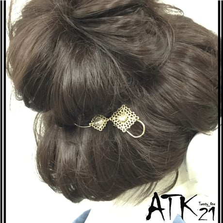 (3点セット)変形スクエア パール ビジュー メタル ゴールド ヘアピンセット 簡単ヘアアレンジ 髪どめ 前髪 レディース ヘアアクセサリー ：HAS180803
