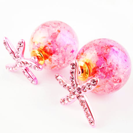 シースター クラックボール バックキャッチピアス 2way マリンモチーフ レディース アクセサリー おしゃれ：PBK160301