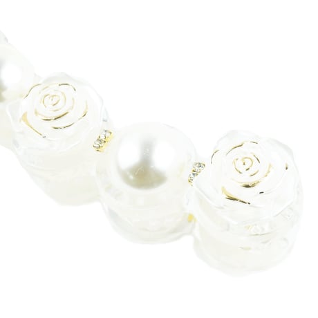 ローズ 薔薇 パール 涼しげ 爽やか バナナクリップ エレガント 大人アクセ 髪留め しっかり留まる レディース 簡単ヘアアレンジ ヘアアクセサリー：BNN180601