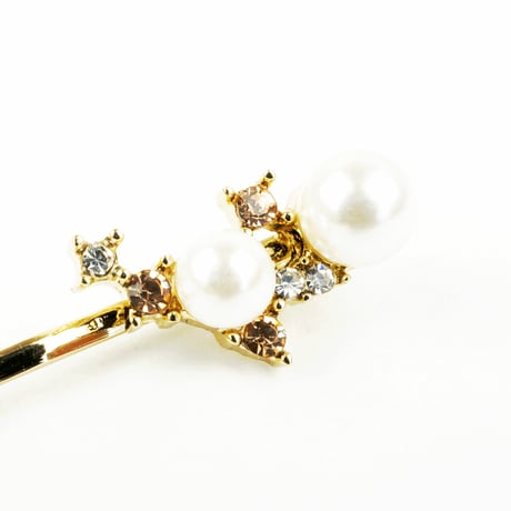 (3本セット) ハラコ オーバル レオパード ゼブラ パール ビジュー ストーン ヘアピンセット ヘアアクセサリー：HA160803