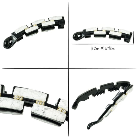 スクエア ダイヤモンドカット ラインストーン バナナクリップ シンプル 上品 髪留めヘアクリップ レディース 簡単ヘアアレンジ ヘアアクセサリー：BNN181001